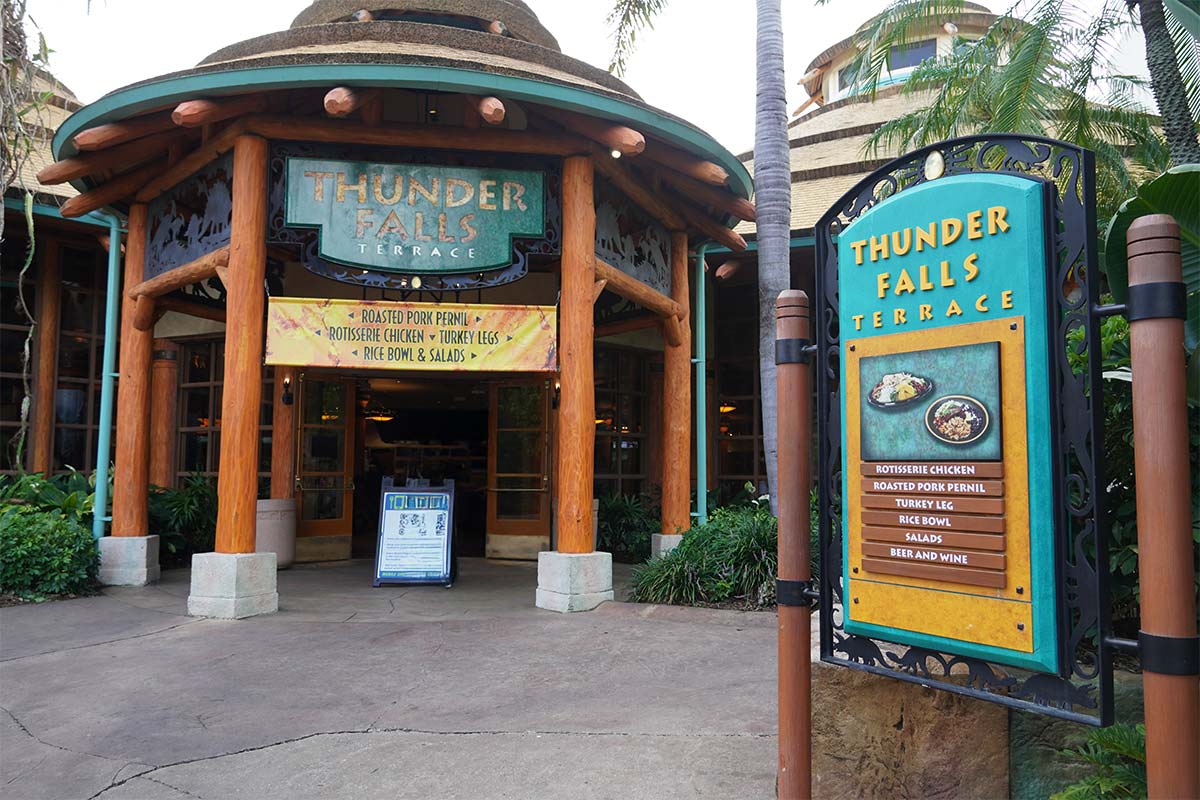 Thunder Falls Terrace Exterior Restaurant at Islands of Adventure.