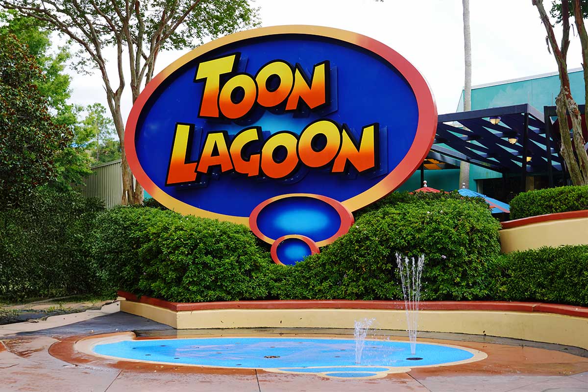 Toon Lagoon sign entrance Area to Land at Islands of Adventure.