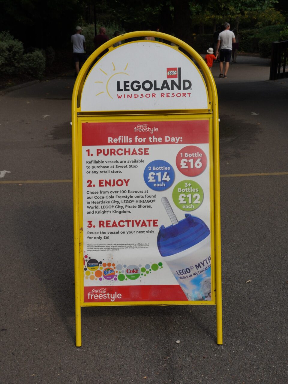 Coca-Cola Freestyle drinks machine and refillable cup prices at Legoland Windsor