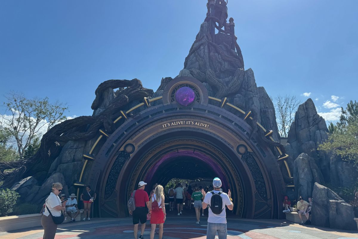 Dark Universe portal entry into Frankenstein's village at Epic Universe, Universal Orlando