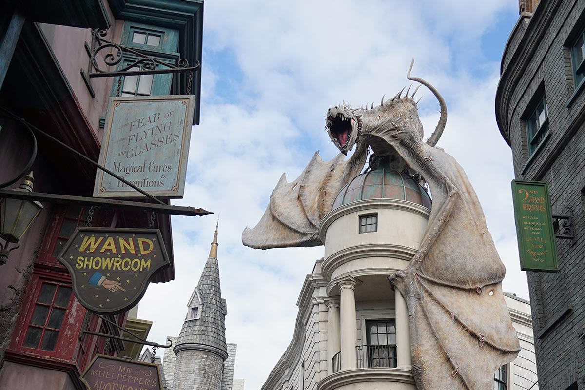Gringotts Dragon Fire Diagon Alley at Wizarding World of Harry Potter.