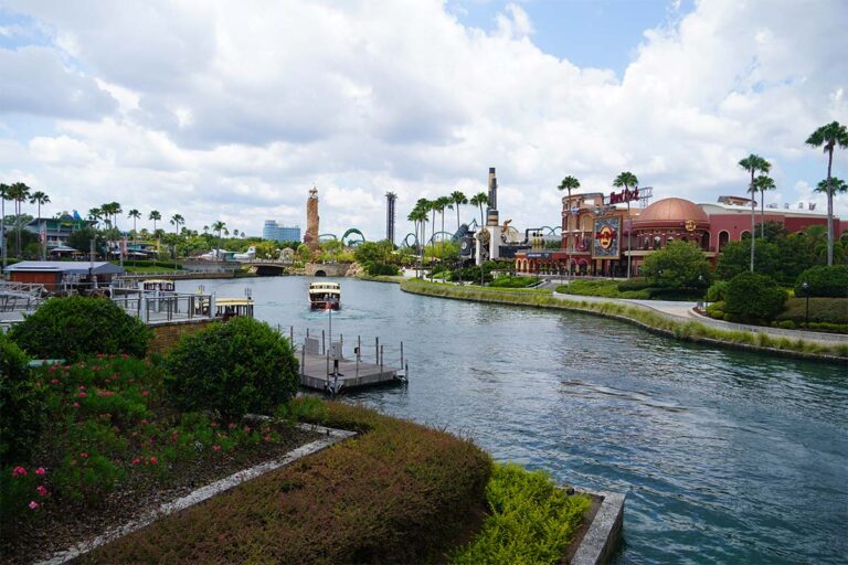 Overview of CityWalk at Universal Orlando Resort showing the central plaza