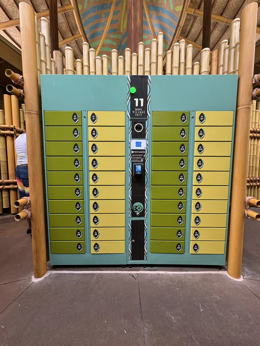 Wave Village locker station 11 at Volcano Bay water park, Universal Orlando Resort
