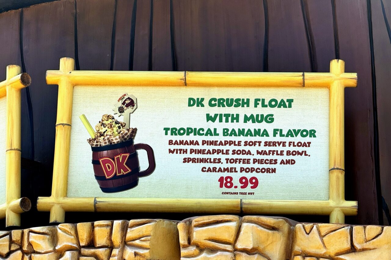DK Crush Float Drink Souvenir Cup inside Donkey Kong at Super Nintendo World Epic Universe Food Drink